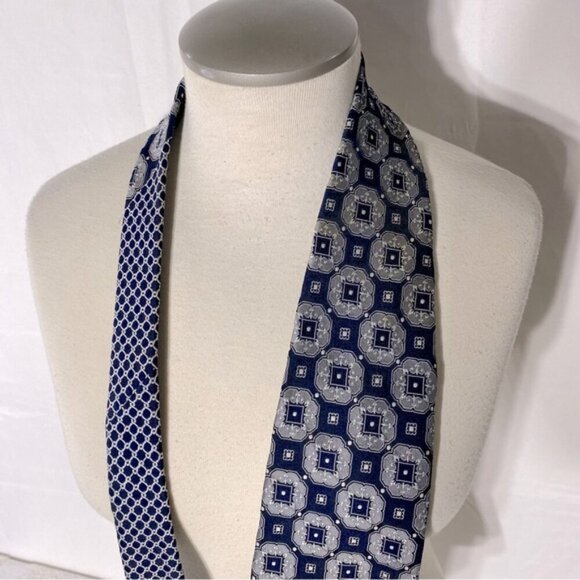 5/$25 Vintage Pierre Cardin Blue Grey Multi Print Tie - Picture 7 of 11